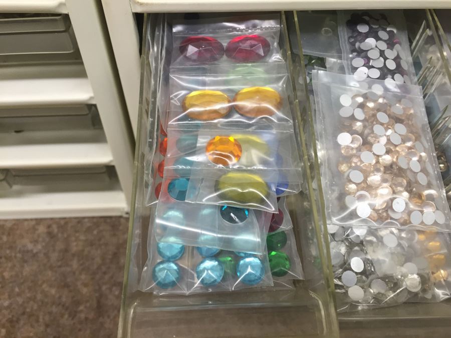 Metal Storage Bin Packed With Jewelry Making Beads And Rhinestones [Photo 11]