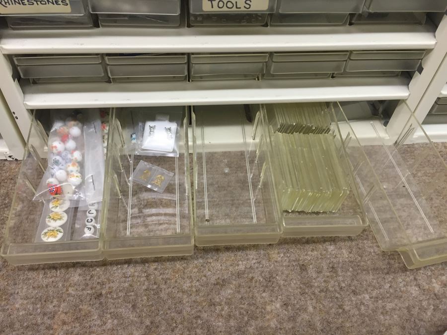 Metal Storage Bin Packed With Jewelry Making Beads And Rhinestones [Photo 19]