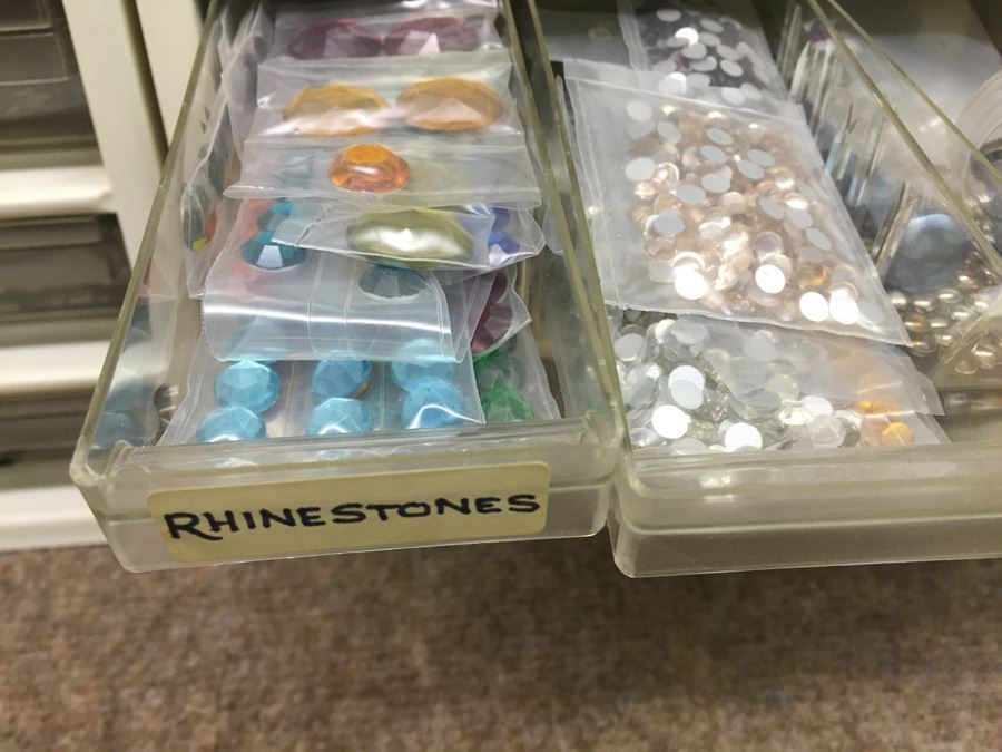 Metal Storage Bin Packed With Jewelry Making Beads And Rhinestones [Photo 12]
