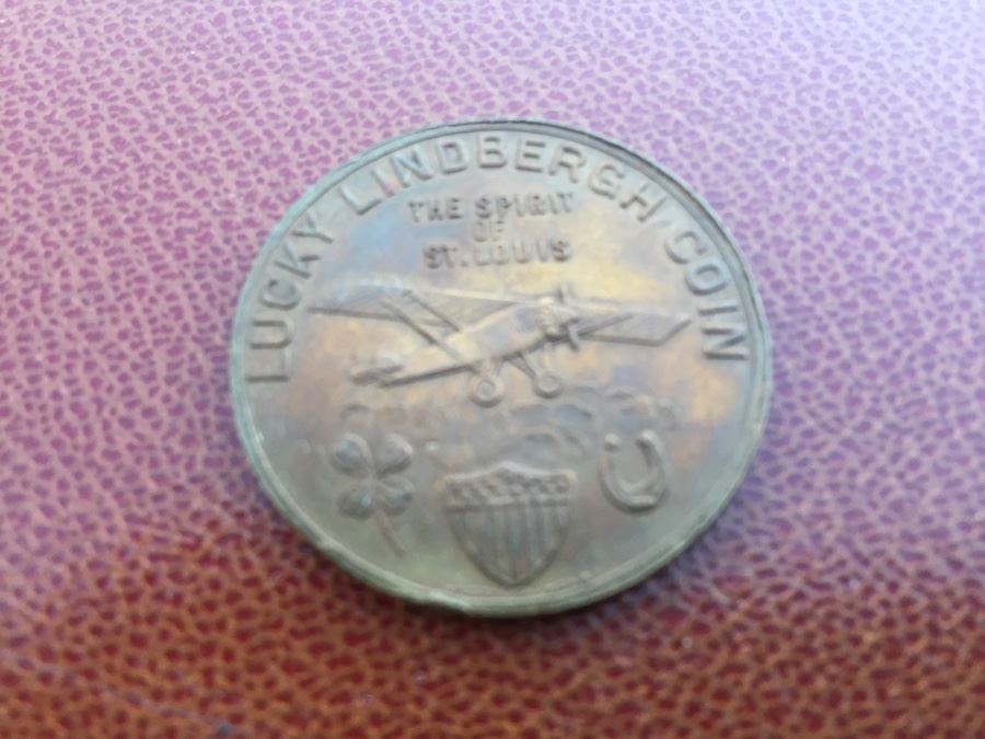 1927 Lucky Lindbergh Coin Medal 'First Non-stop Flight York To Paris' [Photo 3]