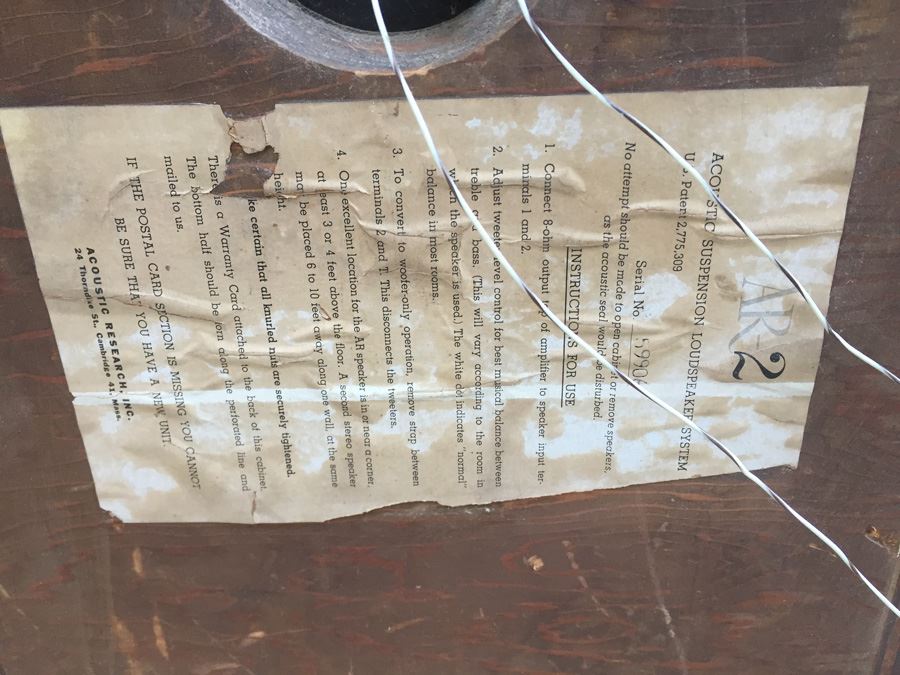 Acoustic Research AR-2 Speakers [Photo 7]