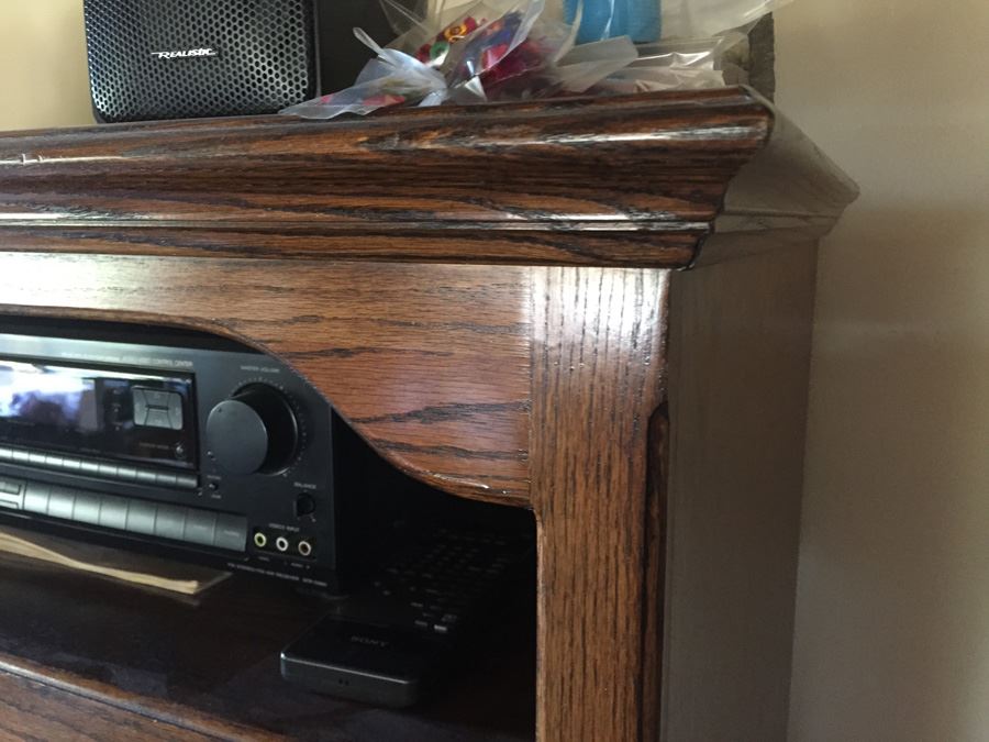 Wooden Cabinet Entertainment Center Ball And Claw Feet (Empty) [Photo 7]