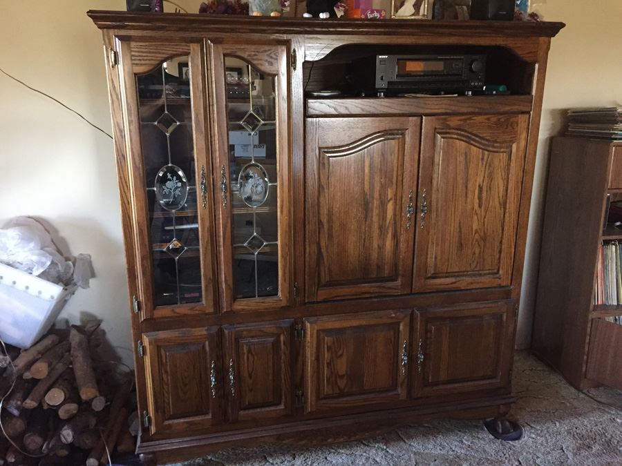Wooden Cabinet Entertainment Center Ball And Claw Feet (Empty)