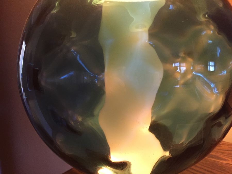 Mid-Century Blue Glass Lamp [Photo 4]