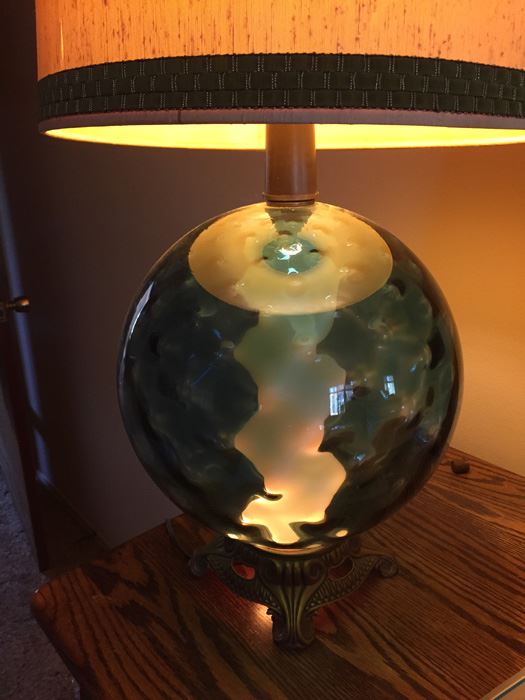 Mid-Century Blue Glass Lamp [Photo 3]