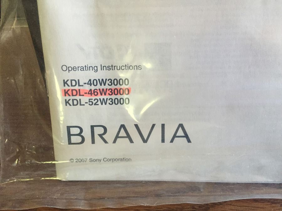 SONY BRAVIA TV KDL-46W3000 [Photo 8]