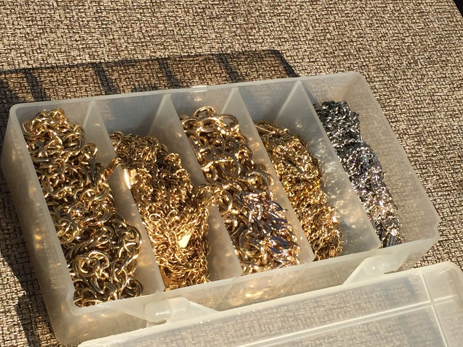 Plastic Bin Of Jewelery Making Chains [Photo 2]