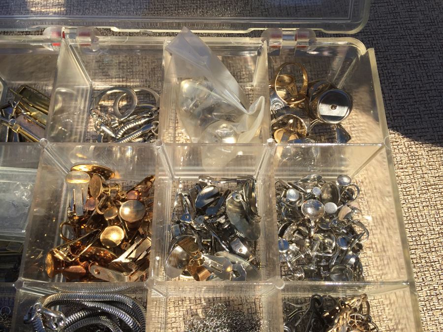 Plastic Bin Of Jewelery Making Parts [Photo 2]