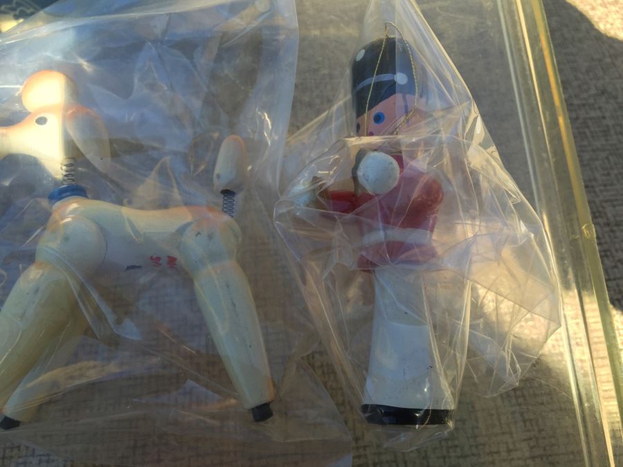 Plastic Bin Of Hand Painted Wooden Ornaments [Photo 13]