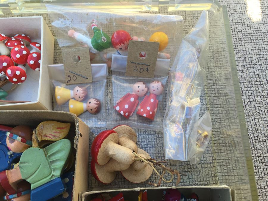 Plastic Bin Of Hand Painted Wooden Ornaments [Photo 5]