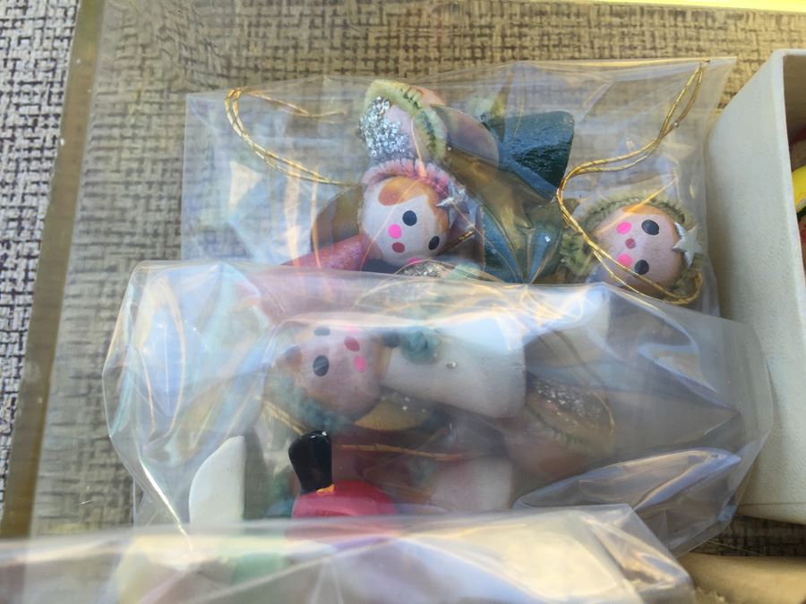 Plastic Bin Of Hand Painted Wooden Ornaments [Photo 7]