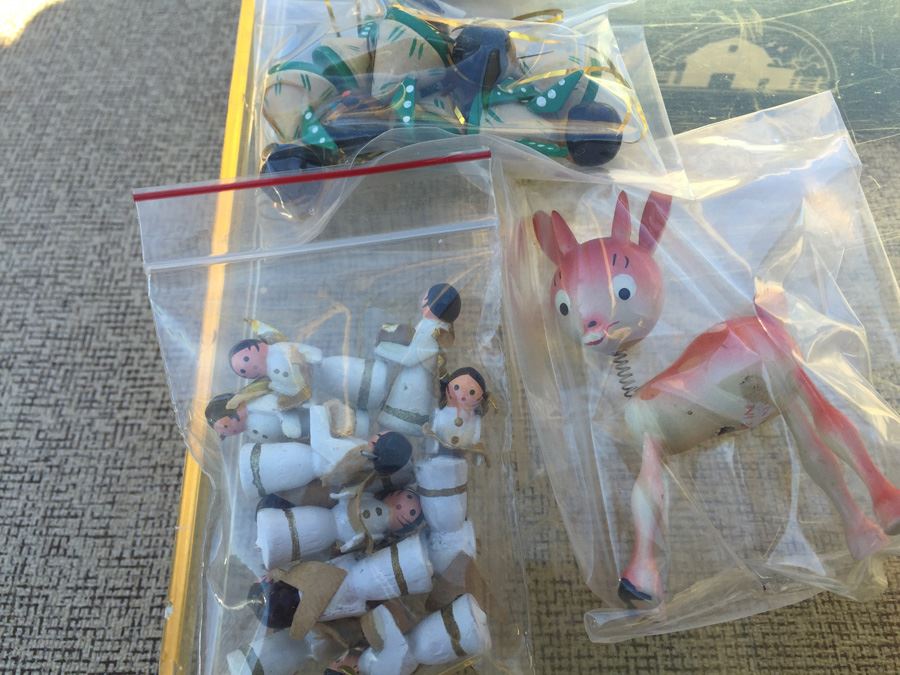 Plastic Bin Of Hand Painted Wooden Ornaments [Photo 9]