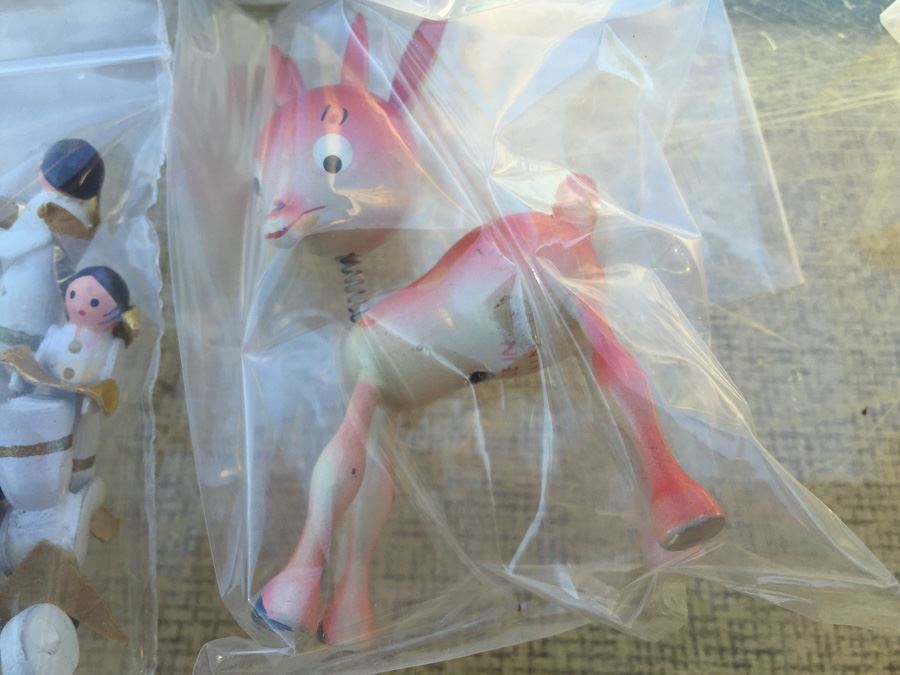 Plastic Bin Of Hand Painted Wooden Ornaments [Photo 10]