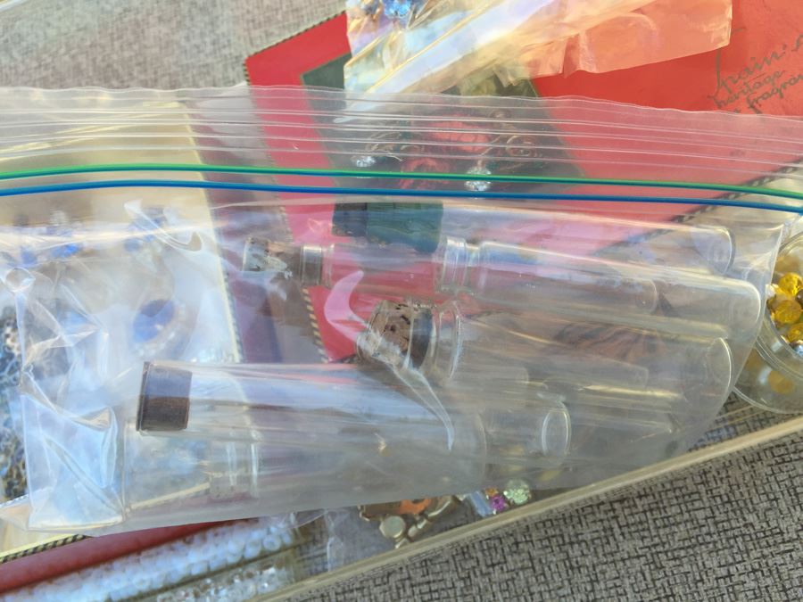 Bin Full Of Jewelry And Glass Vials With Cork Stoppers [Photo 3]