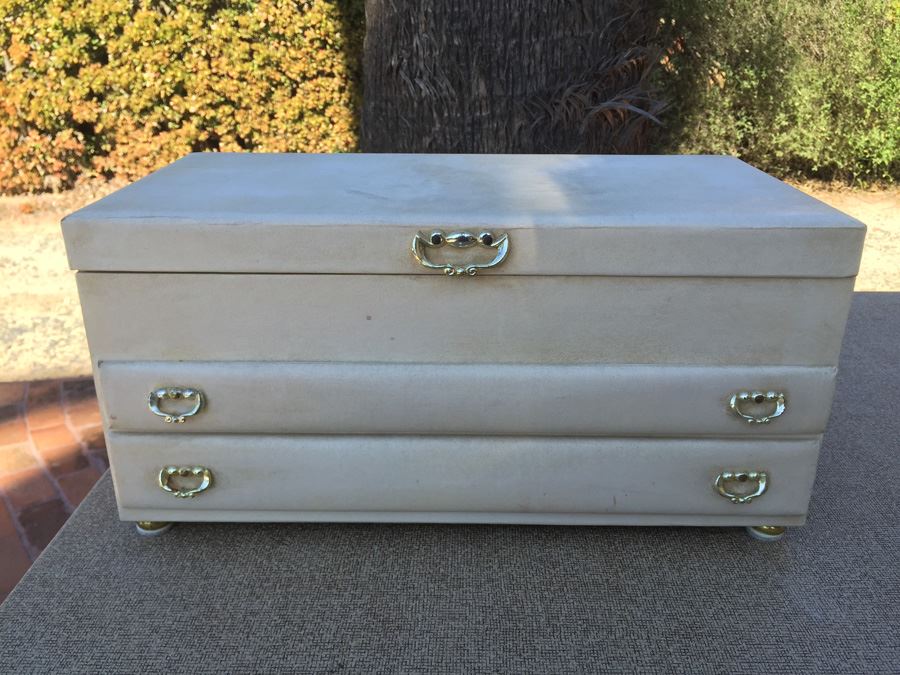 Vintage Jewelry Box Filled With Jewelry And Several Watches