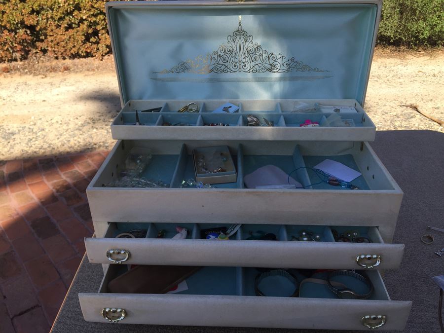 Vintage Jewelry Box Filled With Jewelry And Several Watches [Photo 2]