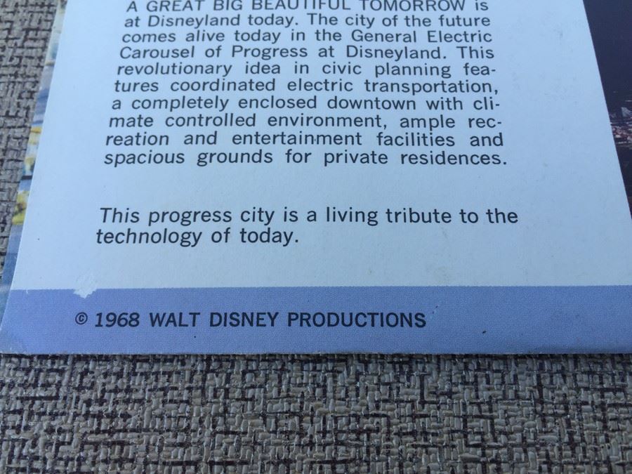 1968 Walt Disney Record 'There's A Great Big Beautiful Tomorrow' General Electric DISNEYLAND [Photo 6]