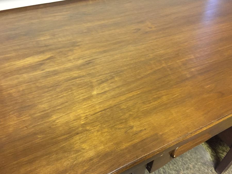 Vintage Solid Walnut Desk With Glass Top [Photo 3]