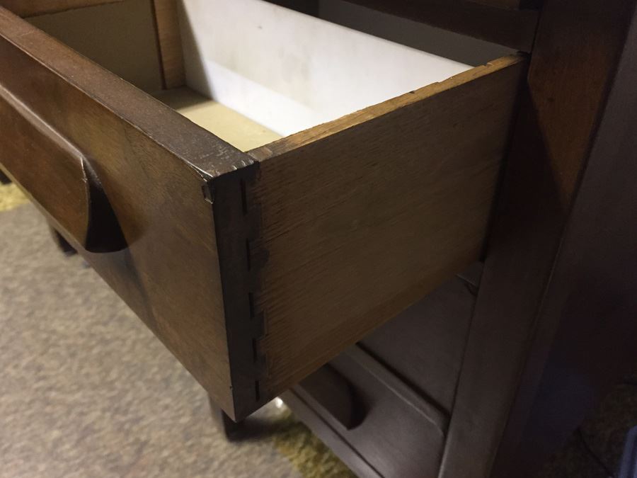 Vintage Solid Walnut Desk With Glass Top [Photo 7]