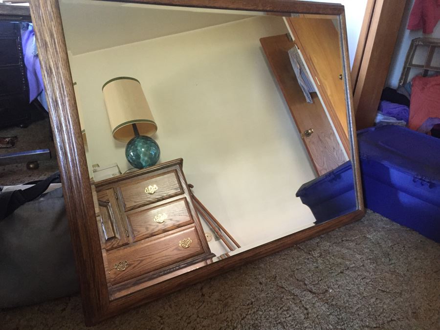 Beveled Glass Solid Wood Mirror [Photo 1]