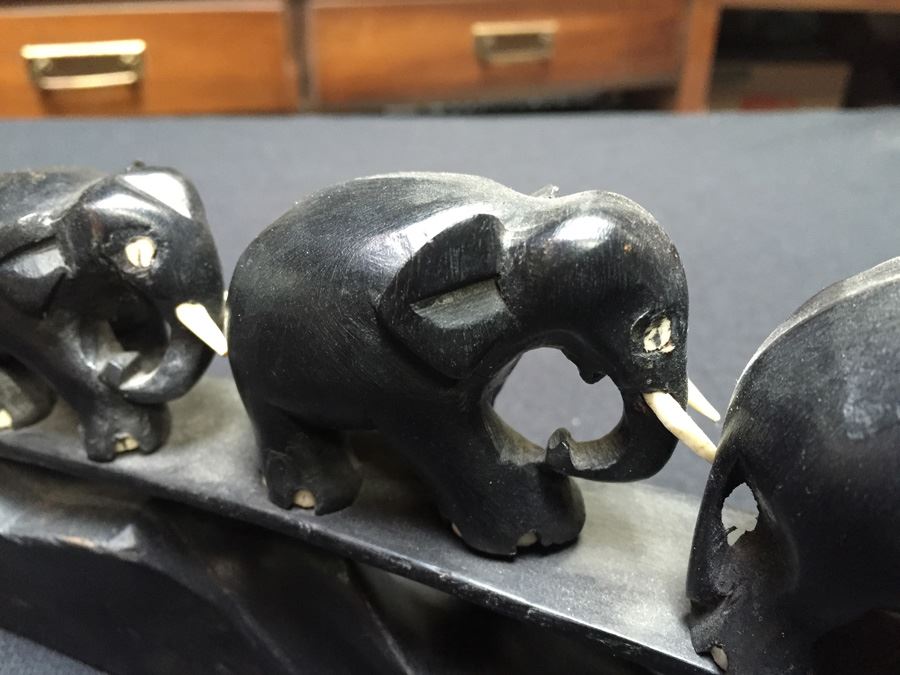 Ebony Carved Walking Elephants [Photo 5]