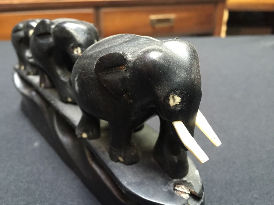 Ebony Carved Walking Elephants [Photo 2]