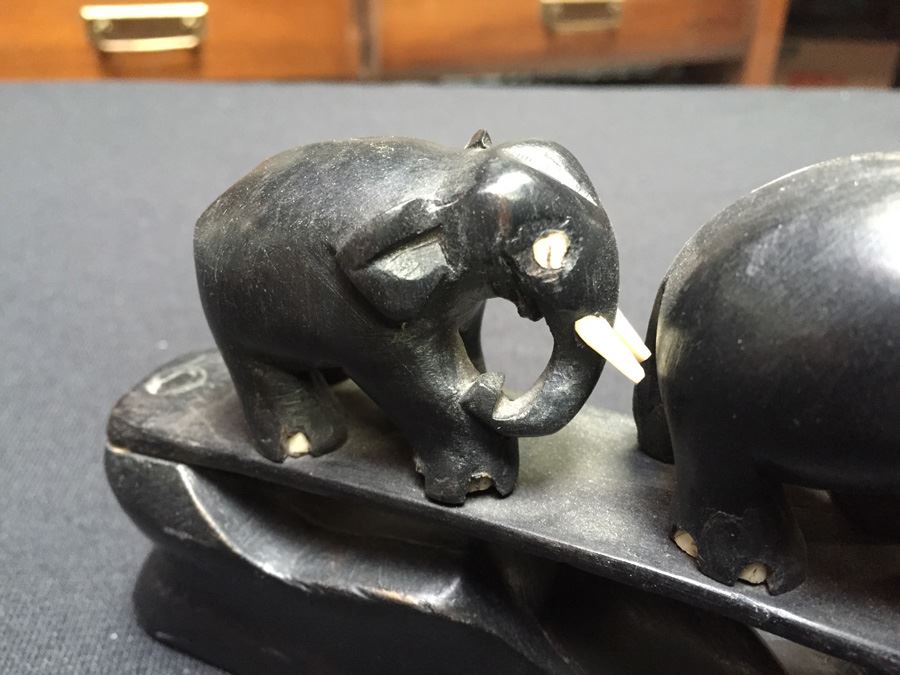 Ebony Carved Walking Elephants [Photo 6]