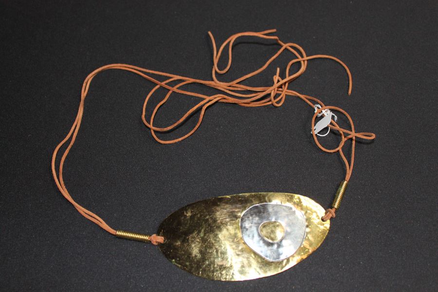 Modern Hammered Brass Belt Signed [Photo 1]