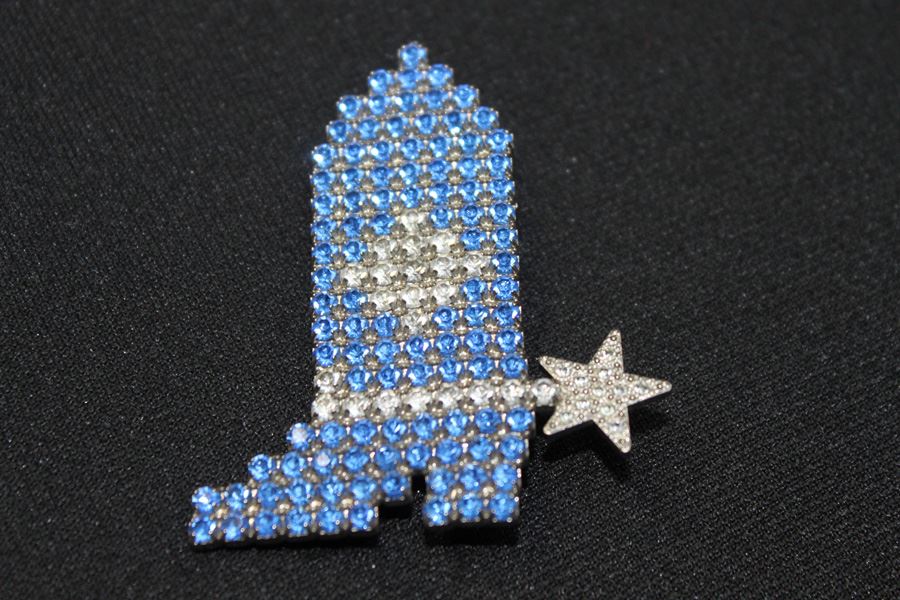 Vintage Signed Dorothy Bauer Rhinestone Cowgirl or Cowboy Boot Pin with Sparkling Spur
