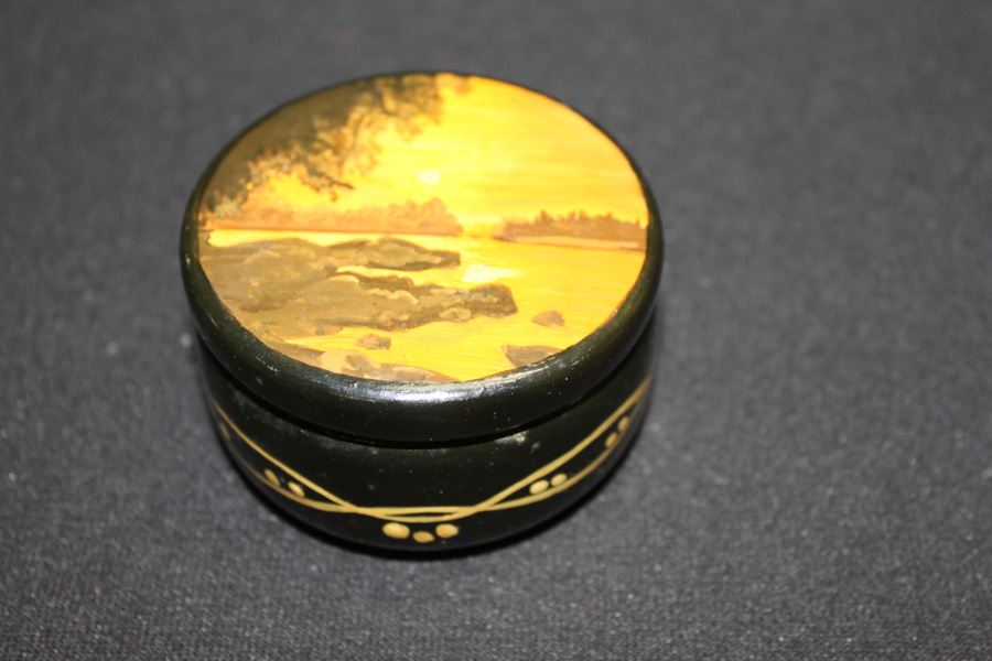 Hand Painted Wooden Box Signed [Photo 2]