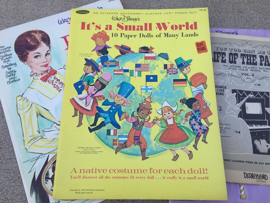 Walt Disney Ephemera Paper Dolls, Stickers, Cards & 1957 Disneyland Records Song Book [Photo 16]