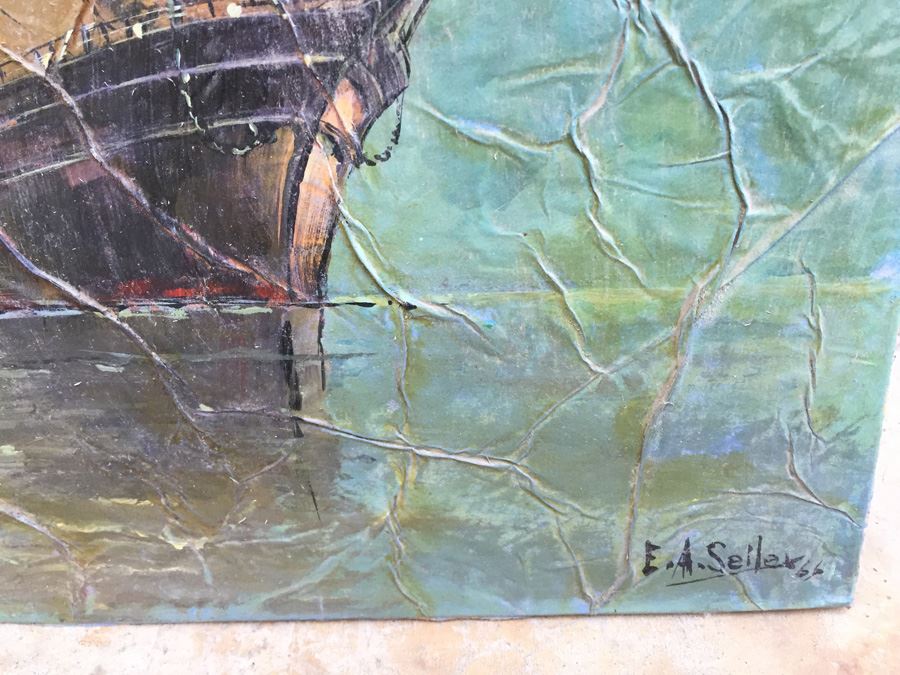 Vintage 1966 E. A. Seiler Original Ship Painting [Photo 5]