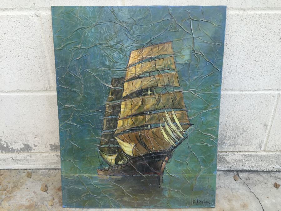 Vintage 1966 E. A. Seiler Original Ship Painting