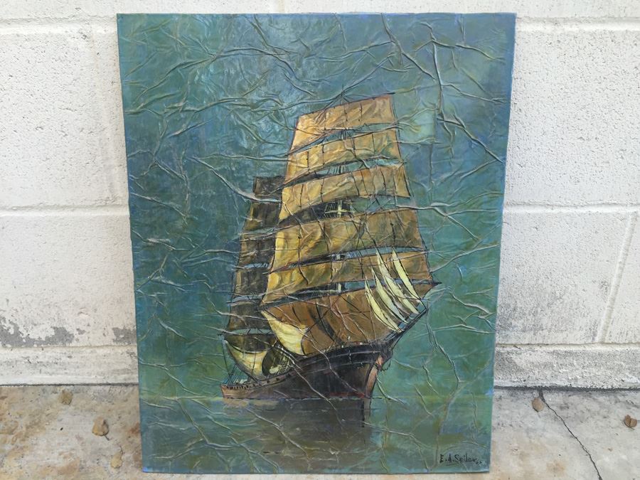 Vintage 1966 E. A. Seiler Original Ship Painting [Photo 1]