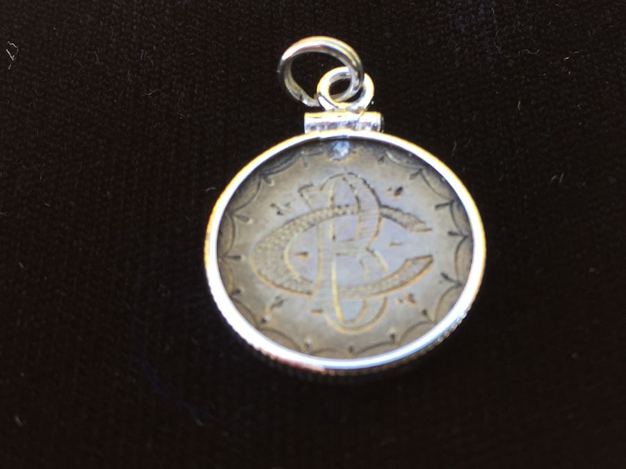 1887 Love Token Engraved CB BC Design Silver Liberty Seated Dime Pendant [Photo 3]