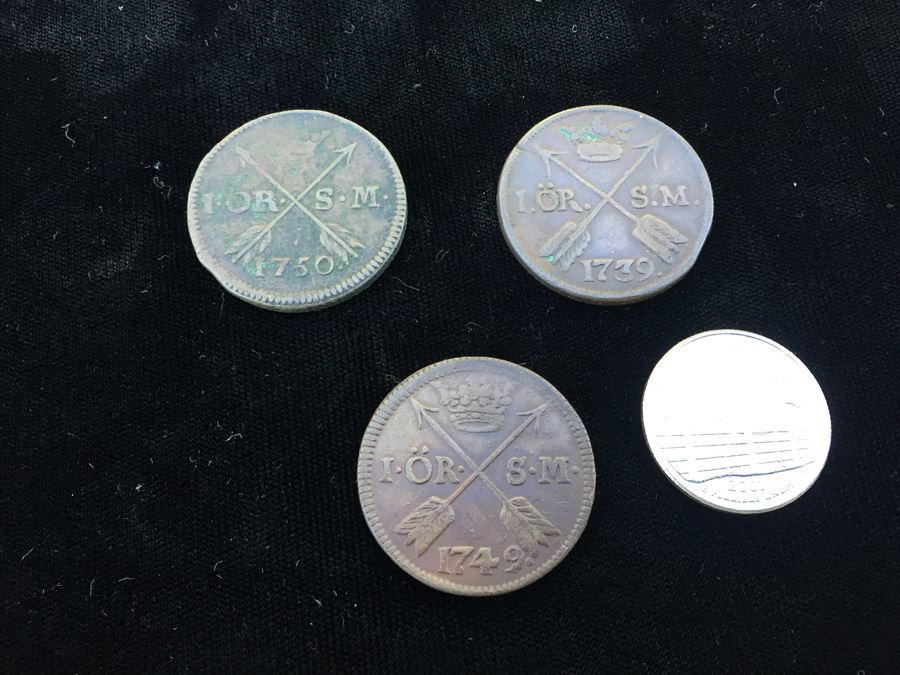 Sweden 1 Ore Coins 1739, 1749 And 1750 [Photo 1]