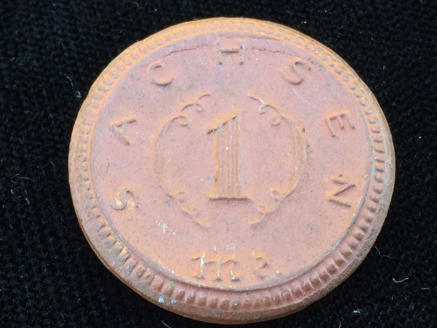1921 Saxony Sachsen / Germany 1 Mark Meissen Crossed Swords Porcelain Coin [Photo 5]