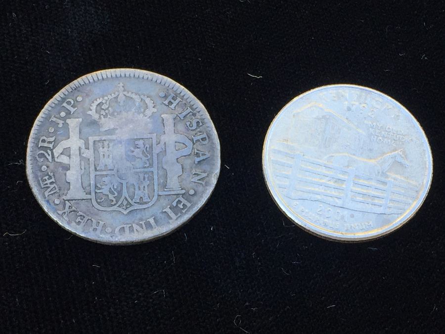 Spanish Silver Coin (Love Token?) Engraved S S - Spain Fernando VII 2 Reales 1817