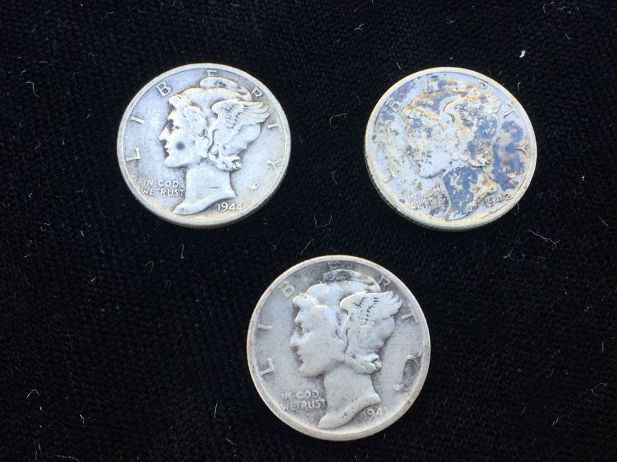(3) Mercury Dimes 1941, 1942 & 1944 [Photo 1]