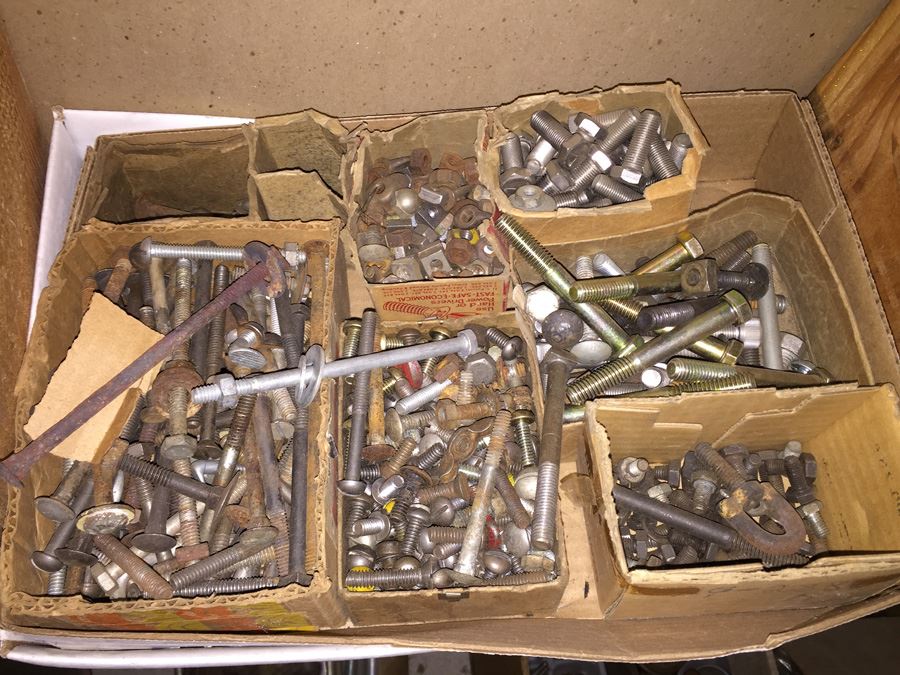 Huge Lot Of Hardware And Tools Including Nails, Screws, Bolts, Heavy Duty Crowbars, Metal Tongs [Photo 18]