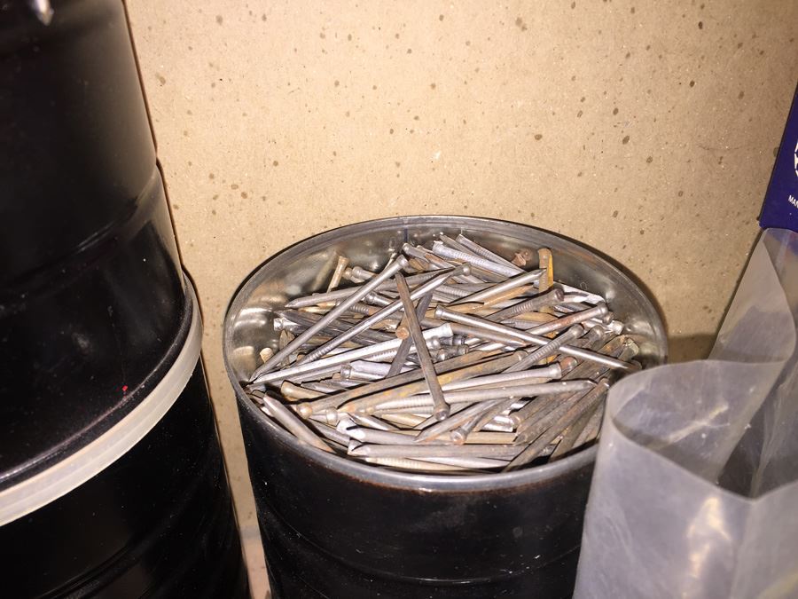 Huge Lot Of Hardware And Tools Including Nails, Screws, Bolts, Heavy Duty Crowbars, Metal Tongs [Photo 26]