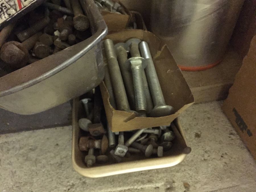 Huge Lot Of Hardware And Tools Including Nails, Screws, Bolts, Heavy Duty Crowbars, Metal Tongs [Photo 13]