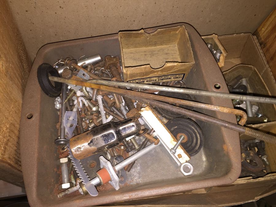 Huge Lot Of Hardware And Tools Including Nails, Screws, Bolts, Heavy Duty Crowbars, Metal Tongs [Photo 17]