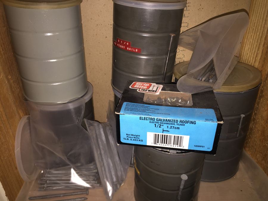 Huge Lot Of Hardware And Tools Including Nails, Screws, Bolts, Heavy Duty Crowbars, Metal Tongs [Photo 41]