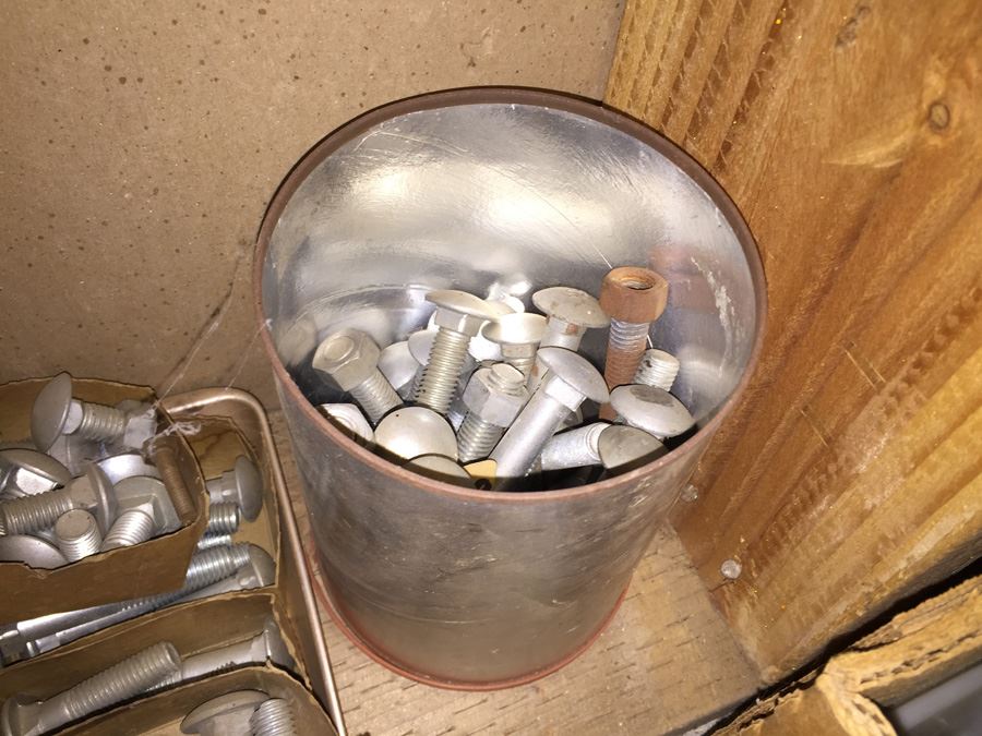 Huge Lot Of Hardware And Tools Including Nails, Screws, Bolts, Heavy Duty Crowbars, Metal Tongs [Photo 11]