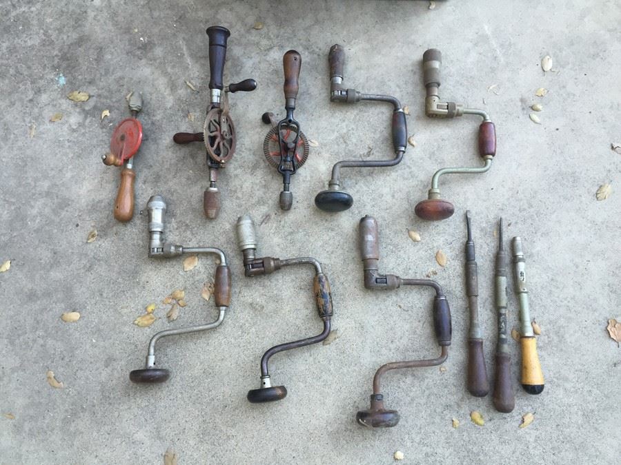 (11) Lot Of Vintage Tools Including Hand Drills And Yankee Ratcheting Screwdrivers