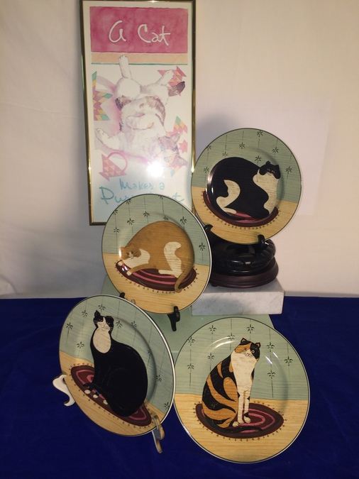 Cat Plates and Framed Cat Print