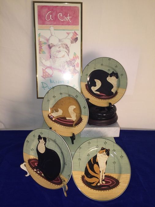 Cat Plates and Framed Cat Print [Photo 2]
