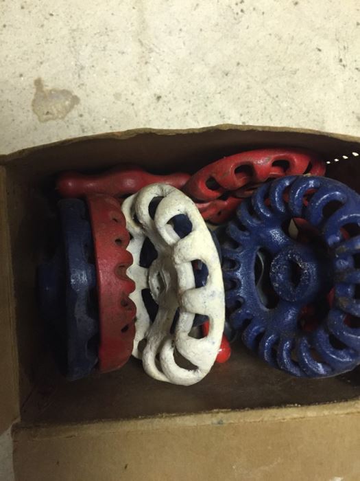 Vintage Red White & Blue Plumbing Hand Wheels [Photo 1]