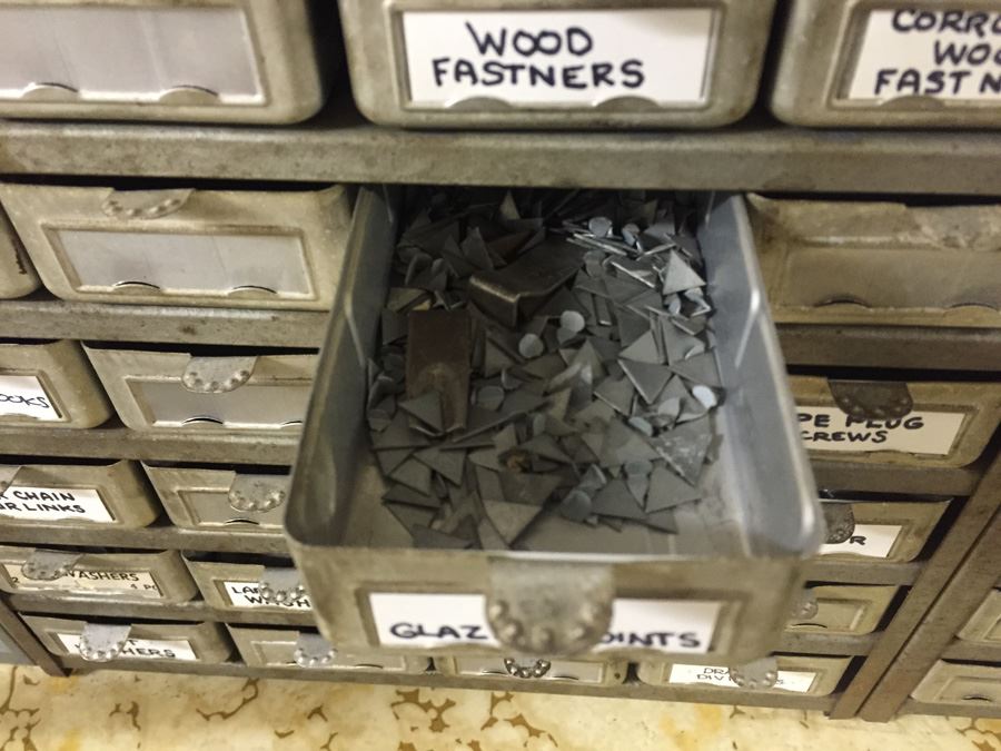 Vintage Metal Storage Cabinet Filled With Hardware And Tools [Photo 17]